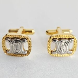 Celine Triomphe Gold-plated & Silvertone Two-tone Triomphe Cufflinks